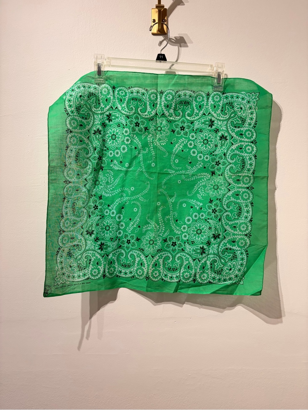 Vintage Green Paisley Bandana 100% Cotton Crafted with Pride In the USA Selvedge